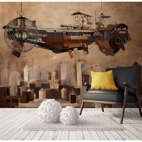 8D Mural Background Wallpapers Abstract Airplane Photo Wallpaper 3D Hand-painted Retro wall paper Bedroom Living Room Decor