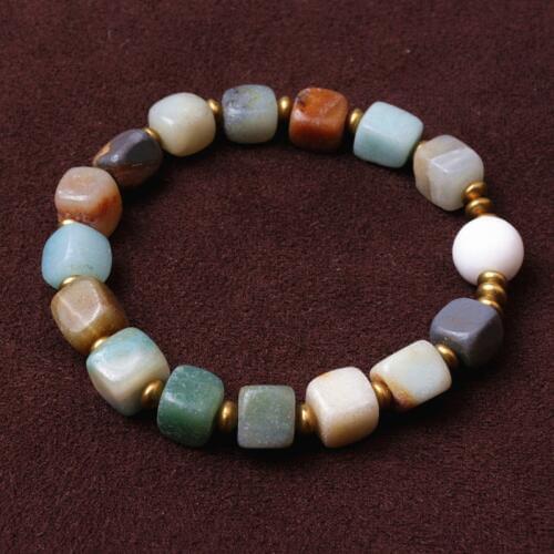 Natural Amazon stone with copper bead bracelet Yoga meditation bracelet