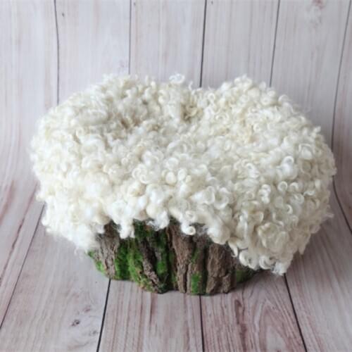 Newborn Curly Wool Felt Blanket Layer Basket Stuffer Photography Props Cream Curly Layer Fabric Photo Props
