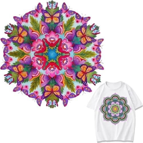 Mandala Ironing Patches Flower Thermal Stickers on Clothes Iron-on Transfers for Clothing Thermoadhesive Patch Diy Art Applique