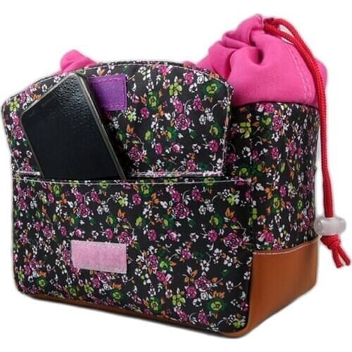 Roadfisher Floral Flower Drawstring Photography Camera Photo Bag Insert Partition Case Dividers For Canon Nikon Sony DSLR SLR