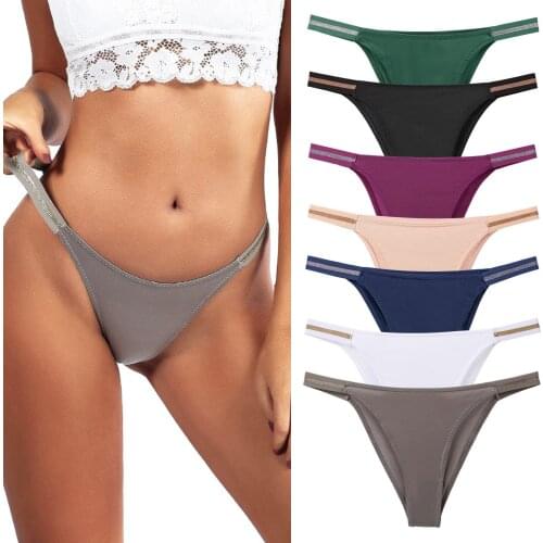 Women Sexy Lingerie Temptation Low-waist Panties Thong Underwear Solid Color Seamless Cotton Female Underpants Briefs Intimates
