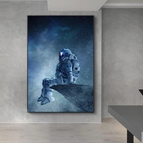 Modern Art Lonely Astronaut Sitting In Space Canvas Painting Posters and Prints Wall Art Pictures for Bedroom Decor Cuadros
