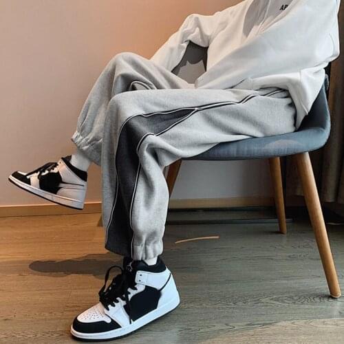 Side Zipper Sport Sweatpants Men Spring Autumn Jogger Man Wide Leng Jogging Sportswear Loose Tracksuit Male Streetwear 2021