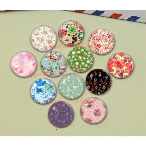 Handmade Round Flower photo glass Cabochons, Jewelry Finding Cameo Pendant Settings, (F045-577)
