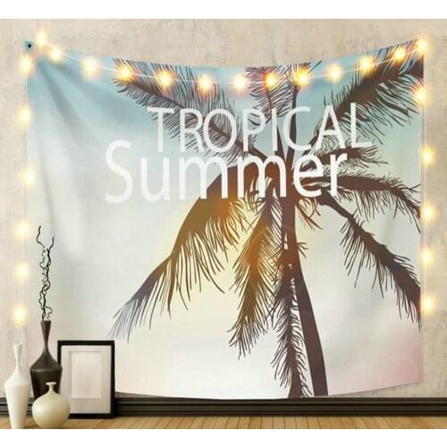 Tropical Summer Tree Plants White Tapestry for Livingroom Photography Wall Decor