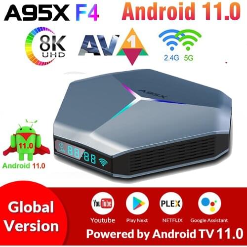 A95X F4 Smart TV Box Android 10 Amlogic S905X4 TVBox 4K YouTube 4GB RAM 32GB 64GB 128GB ROM 2.4G/5G Wifi RGB Light Set Top Box