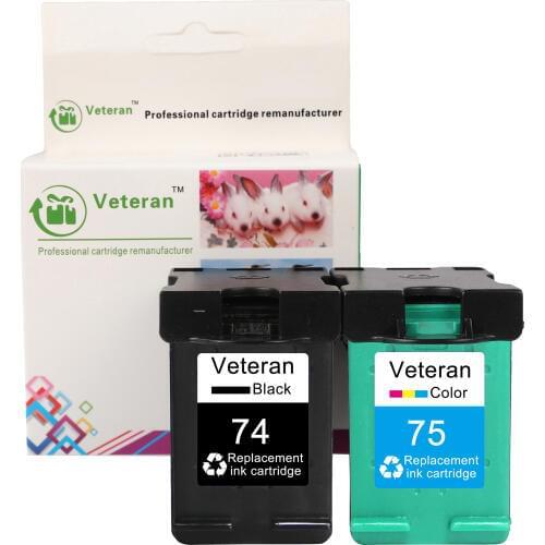 Veteran 74XL 75XL Ink Cartridges replacement for hp 74 75 hp Deskjet D4260 D4280 Officejet J5788 J6480 Photosmart c4550 c5550