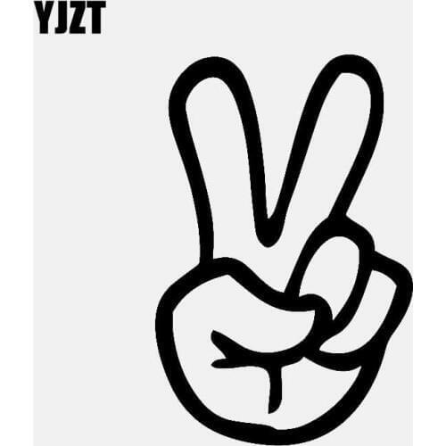 YJZT 8.7CM*13CM Peace Sign Hand Vinyl Decal Car Sticker Decor Fingers Black/Silver C3-1935