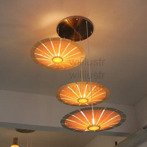 Willlustr bamboo pendant light natural hanging lights hotel restaurant nordic wood suspension lamp UFO umbrella lighting
