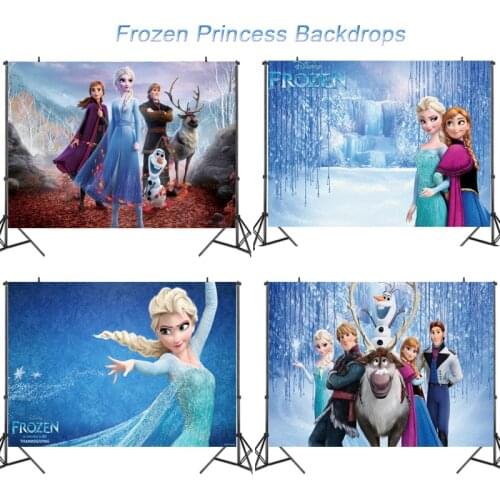 Frozen Theme Backdrops For Photographers Professional Kids Girls Happy Birthday Party Decorations Wedding Vinyl Background Wall