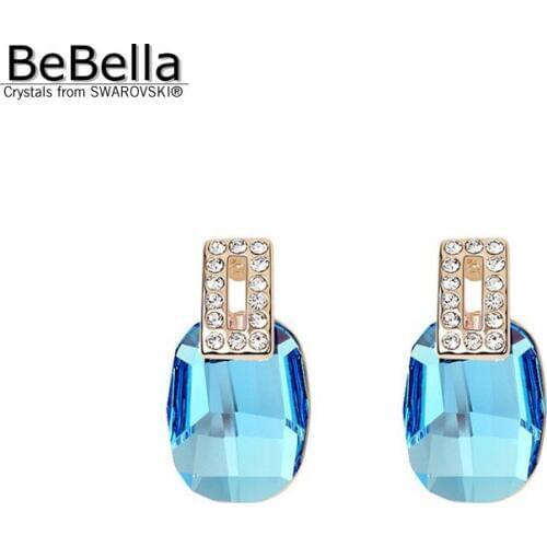 BeBella Gold color plated square crystal drop earrings with Crystals from Swarovski fashion jewelry for women Christmas gift