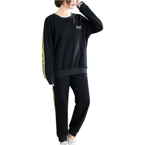 2020 Oversize Winter Two-piece Suit Women Flocking Sweatshirts Sets Plus size 5XL Plus velvet Warm Casual Trousers Sets KW135