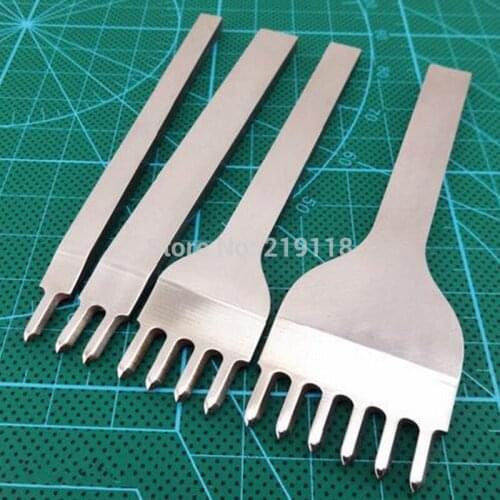 1 Set Leather Craft Tools Hole Punches Stitching Punch 1+2+4+6 prong 4mm New