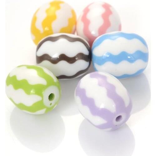 Miasol New Arrival 10 Pcs/Lot 16x18MM Watermelon Laminated Stripe Oval Spacer Loose Beads For Diy Jewelry Making