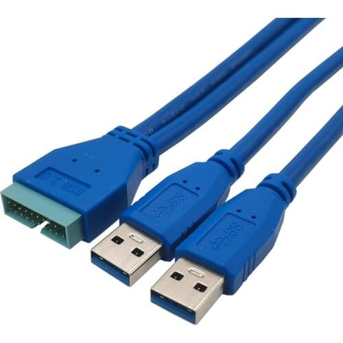 2 ports USB 3.0 A type male for ASUS Motherboard 20pin Header Female cable 25cm
