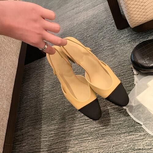 2020 Summer Shoes Women Sandals Mixed Color Slingbacks Shallow Ladies Dress Shoes Round Toe High Heels Sandalias Mujer