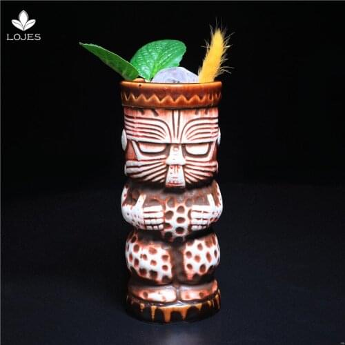 575ml Tiki Mugs Cocktail Cup Beer Wine Mug Ceramic Tiki Mugs Art Crafts Creative Hawaii Mugs