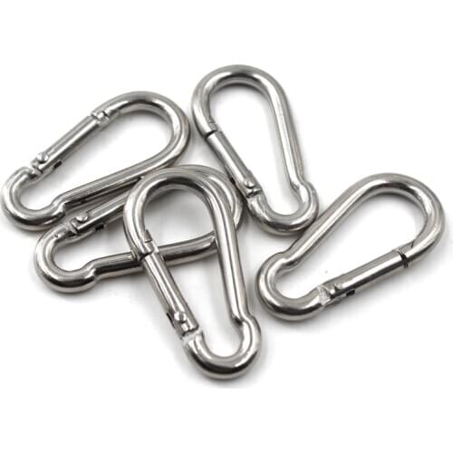 4PCS to 10PCS) M4 M5 M6 M8 Mountaineering Buckle Spring Carabiner Snap Hook Keychain 304 Stainless Steel