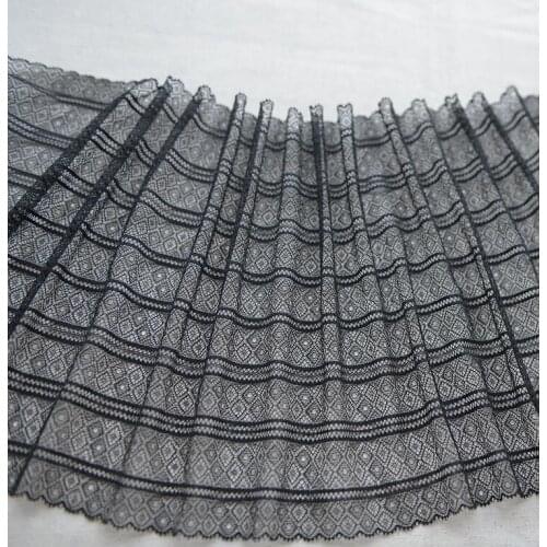 5 Meters Polyester Smooth Lace Fabric Trim Garment Accessories Lace Mesh Black Color 22cm Width Free Shipping
