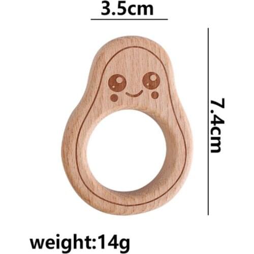 5pcs baby teether pacifier chain pendant beech avocado teether baby safety and environmental protection molar rod DIY accessorie