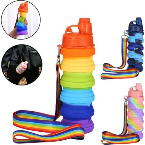 500ml Silicone Collapsible Water Bottle Portable Retractable Camouflage Water Bottle Outdoor Travel Climbing Gym Run Folding Cup