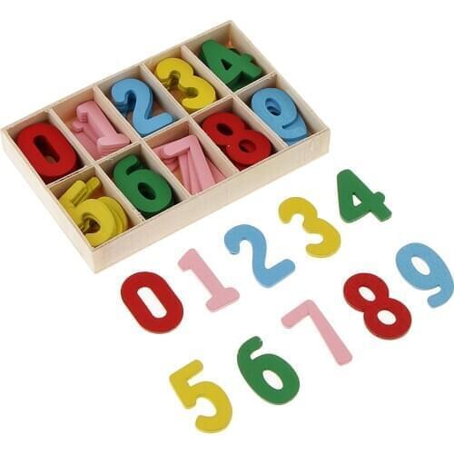 60 Pieces Multicolor Wooden Shapes 0-9 Arabic Number Scrapbooking Embellishment With Box Case For Kids Children Games Toys