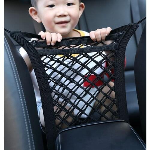 Car Seat Net Bag Storage Net Pocket Bag Elastic Mesh Bag Sundries Bags Universal 300x250mm Black