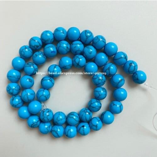 Free Shipping Natural Stone Chinese Lake Blue Turquoises Round Loose Beads 15" Strand 6 8 10 MM Pick Size