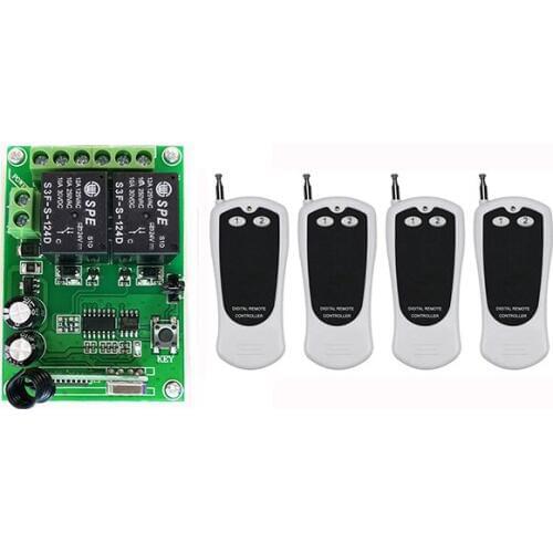 DC24V 2CH 500m Long Range RF Wireless Remote Control Switch System Transmitter+Receiver,315/433 MHZ /lamp/ window/Garage Doors