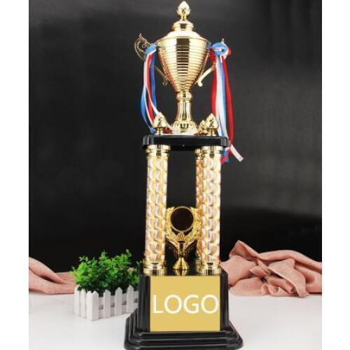 Big Logo customized Sports Athletic Prize Award Trophy Cups Golden Plated Metal Cup Basketball Trophies Award Medals 70cm Height
