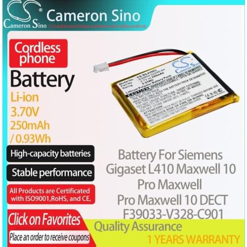 CameronSino Battery for Siemens Gigaset L410 Pro Maxwell Pro Maxwell 10 DECT fits Siemens S30852-D2240-X1 Cordless phone Battery