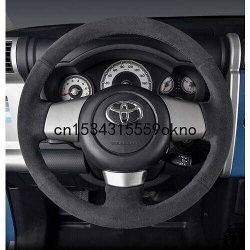 Black Suede DIY Stitching Car Steering Wheel Cover For Toyota Fj Cruiser Interior Accessories