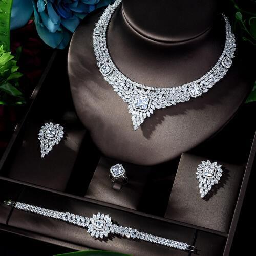 HIBRIDE Fashion Jewelry Set for Girls Attractive Wedding Bridal Jewelry Pendent Sets With Sparkling Crystal Zirconias N-1149