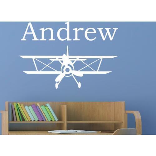 Personalized Name Cute Wall Stickers With Aircraft Silhouette Murals Home Boys Bedroom Decor Special Wallpaper adesivo W-356