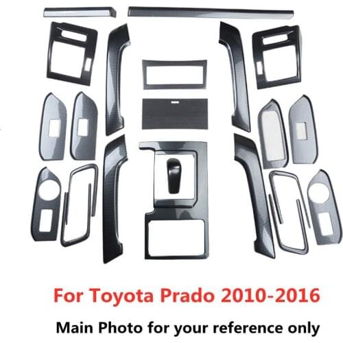 Carbon Fiber Printed Car Interior Styling Window Control Handle Panel Moulding Trim for Toyota Prado 2700 3500 4000 2010-2016