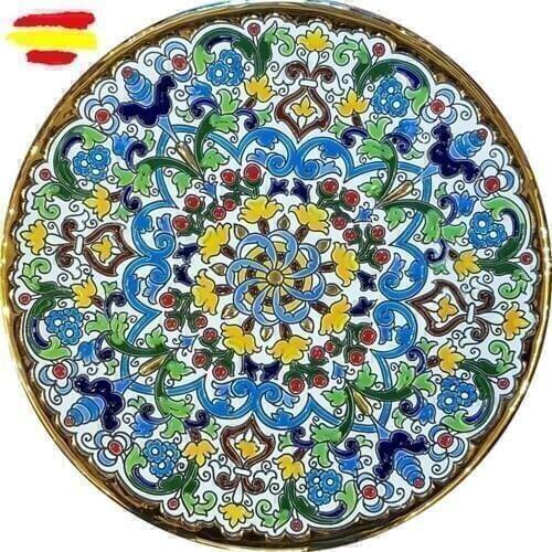 Plate Ceramic 24 cm/9,5 inch diameter - Ceramics glazed up handmade - Made in Spain - gold 24k - ARTECER - MIJAS