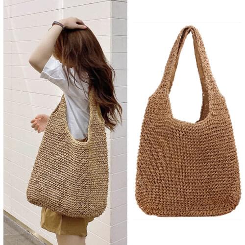 Summer Straw Bag 2021 Handmade Beach Bags Women Big Capacity Shoulder Bag Vacation Rattan Totes Outdoors Seaside Handbag Bolsas