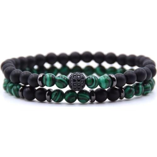 Lovers Bracelet 6mm Natural Zircon Beaded Set Bracelet Mens and Womens Leisure Party Jewelry Energy Yoga Bracelet