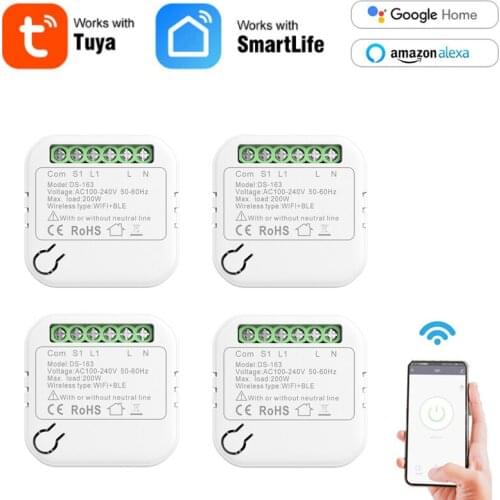 Tuya Smart Switch Module 100-240V WiFi+Bluetooth Dual Mode Wireless Light Switch Relay Compatible With Alexa Google Home DIY