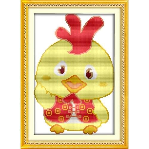 Lucky chicken cross stitch kit cartoon 11ct count print canvas stitches embroidery DIY handmade needlework plus