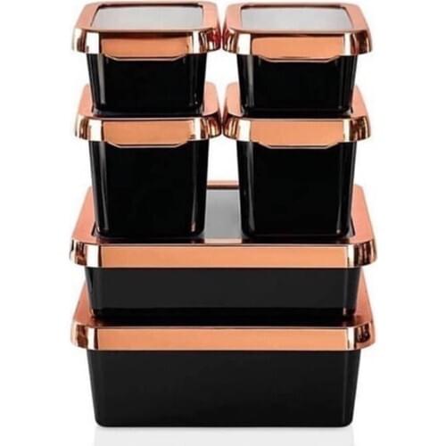 Vip John Rectangle Lux Storage Container Set (Black & Copper) Vipahmet Vip John