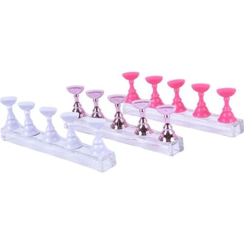 False Nail Tips Practice Trainning Display Stand Holder Base Alloy Crystal Nail Art Polish Display Manicure Tools Set