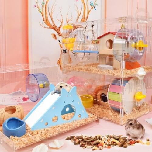 New Hamster Toy Colorful Mini Wooden Slide DIY Assemble Hamster House Cute Small Animals Pet Toy Supplies Animal Sleeping House