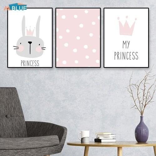 Posters And Prints Wall Art Canvas Poster Nordic Kids Pink Wave Point Princess Wall Pictures For Baby Nursery Bedroom Home Decor