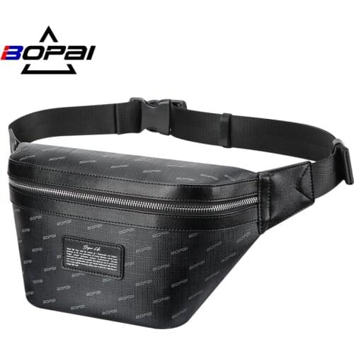 BOPAI Brand Mens Cross Body Bag Fashion Handbag Multifunctional PVC Sports Waist Pack Male Belt Pouch Youth Messenger Slingbag