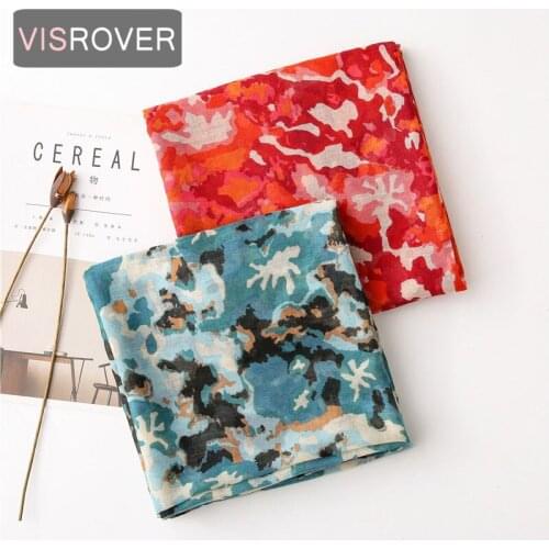VISROVER 2021 blue army printing viscose summer scarf woman Fashion red army Wraps Spring Shawls summer Hijab gift wholesales