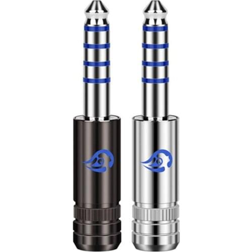 For Aurora 4.4mm Earphone Plug 5 Poles Rhodium Plated Beryllium Copper Headset Audio Jack Wire Connector Blue Metal Adapter