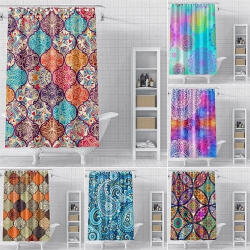 Bohemian Style Shower Curtains For Bathroom Flowers Pattern Bathroom Curtain Waterproof Solid Bath Curtains Home Decoration