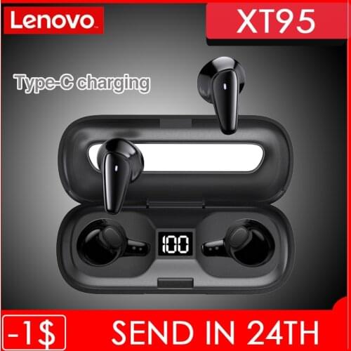 Original Lenovo XT95 TWS Bluetooth Earphones Touch Control Wireless Headphone With Mic Digital Display Headset Sport Earbuds